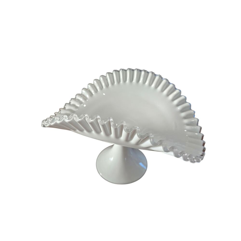 Vintage White Milk Glass Footed Banana Boat read description